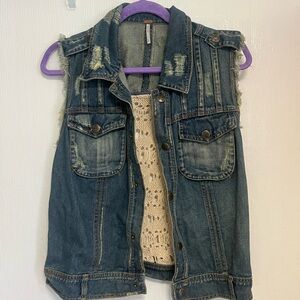 Free People Blue Denim Vest